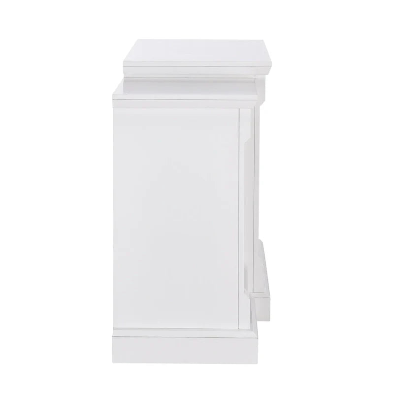 Cheminée électrique à LED télécommandée SEI Furniture avec manteau en pierre blanche et rangement