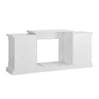 Cheminée électrique à LED télécommandée SEI Furniture avec manteau en pierre blanche et rangement