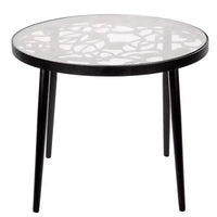LeisureMod Devon Ensemble bistro extérieur 3 pièces en aluminium – Table de salle à manger avec plateau en verre et 2 chaises empilables en maille tout temps