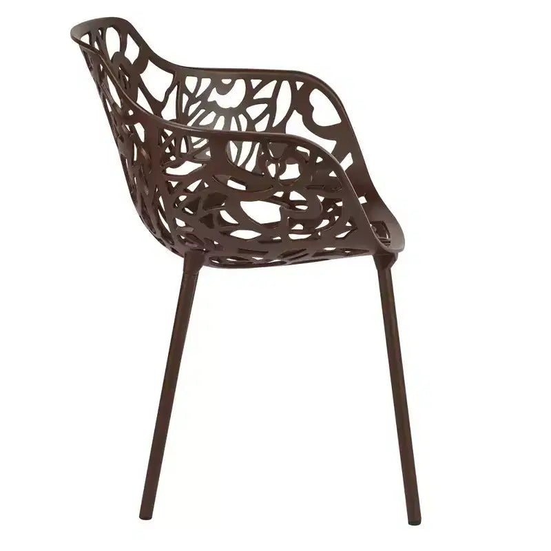 LeisureMod Devon Ensemble bistro extérieur 3 pièces en aluminium – Table de salle à manger avec plateau en verre et 2 chaises empilables en maille tout temps