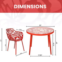 LeisureMod Devon Ensemble bistro extérieur 3 pièces en aluminium – Table de salle à manger avec plateau en verre et 2 chaises empilables en maille tout temps