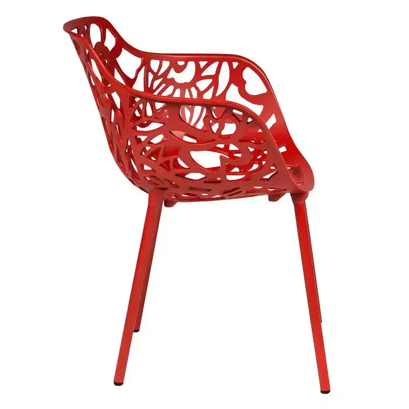 LeisureMod Devon Ensemble bistro extérieur 3 pièces en aluminium – Table de salle à manger avec plateau en verre et 2 chaises empilables en maille tout temps