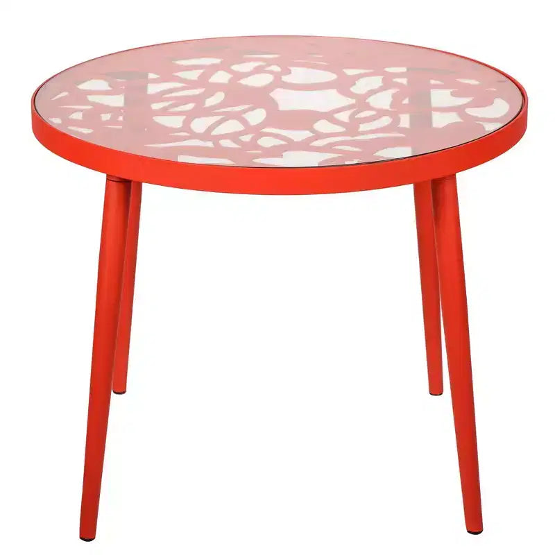 LeisureMod Devon Ensemble bistro extérieur 3 pièces en aluminium – Table de salle à manger avec plateau en verre et 2 chaises empilables en maille tout temps