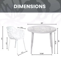 LeisureMod Devon Ensemble bistro extérieur 3 pièces en aluminium – Table de salle à manger avec plateau en verre et 2 chaises empilables en maille tout temps