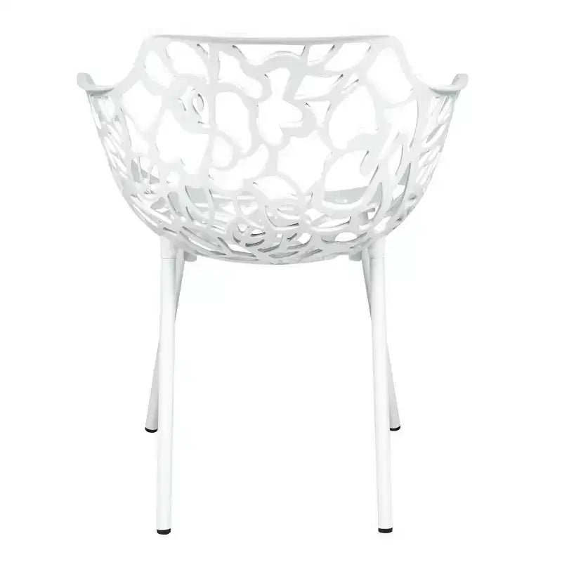LeisureMod Devon Ensemble bistro extérieur 3 pièces en aluminium – Table de salle à manger avec plateau en verre et 2 chaises empilables en maille tout temps