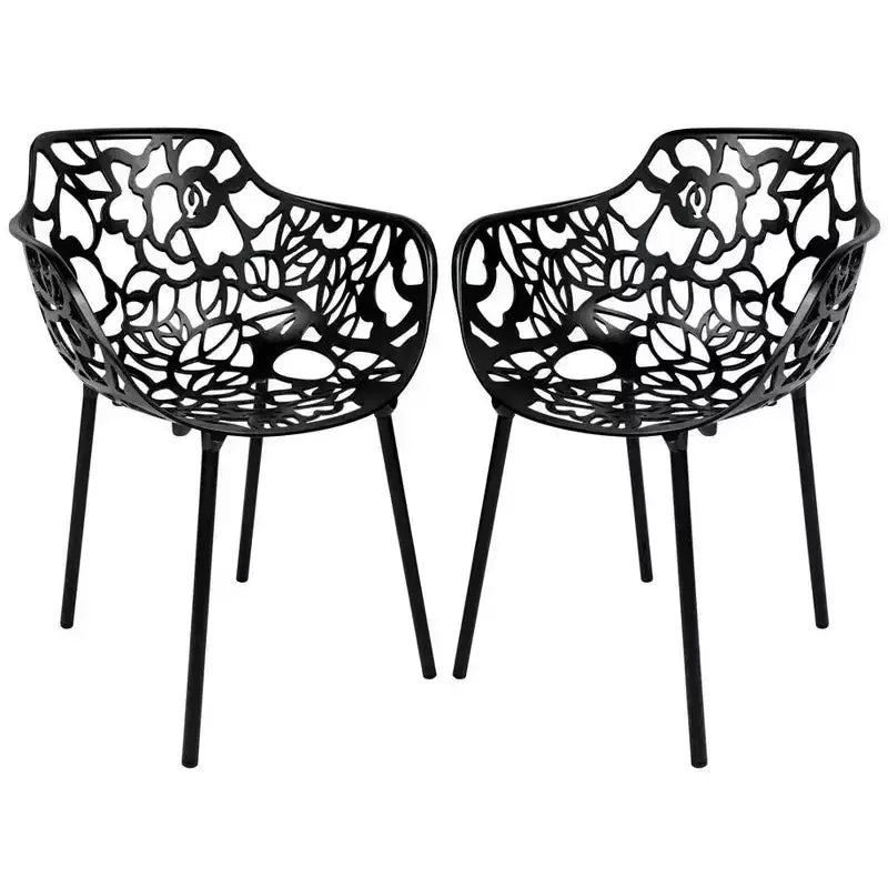 LeisureMod Devon Ensemble bistro extérieur 3 pièces en aluminium – Table de salle à manger avec plateau en verre et 2 chaises empilables en maille tout temps