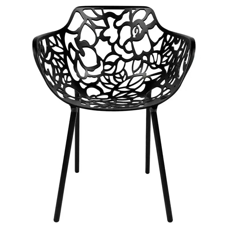 LeisureMod Devon Ensemble bistro extérieur 3 pièces en aluminium – Table de salle à manger avec plateau en verre et 2 chaises empilables en maille tout temps