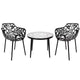 LeisureMod Devon 3-Piece Aluminum Outdoor Bistro Set - Glass Top Dining Table and 2 Stackable All-Weather Mesh Chairs