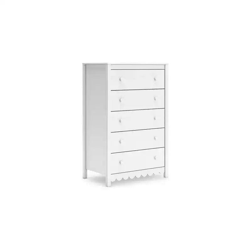 Signature Design by Ashley Hallityn Commode haute à 5 tiroirs, Blanc