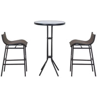 Outsunny Ensemble bistrot 3 pièces hauteur bar pour 2, Table de pub de patio ronde 2 chaises de bar au design confortable et construction durable