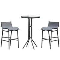 Outsunny 3 Piece Bar Height Outdoor Bistro Set for 2, Round Patio Pub Table 2 Bar Chairs with Comfortable Design & Durable Build