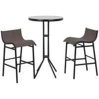 Outsunny Ensemble bistrot 3 pièces hauteur bar pour 2, Table de pub de patio ronde 2 chaises de bar au design confortable et construction durable