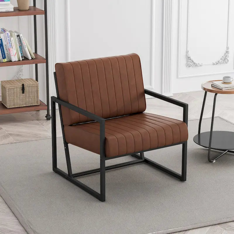Fauteuil d'appoint en similicuir avec dossier rembourré épais