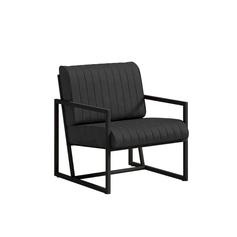 Fauteuil d'appoint en similicuir avec dossier rembourré épais
