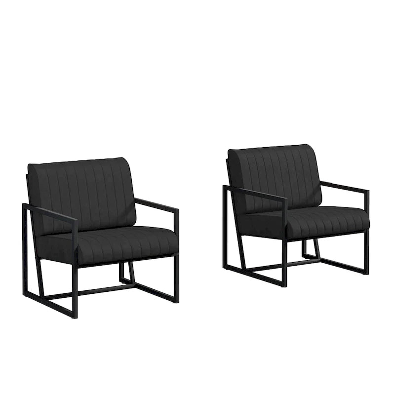 Fauteuil d'appoint en similicuir avec dossier rembourré épais