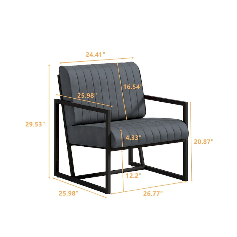 Fauteuil d'appoint en similicuir avec dossier rembourré épais