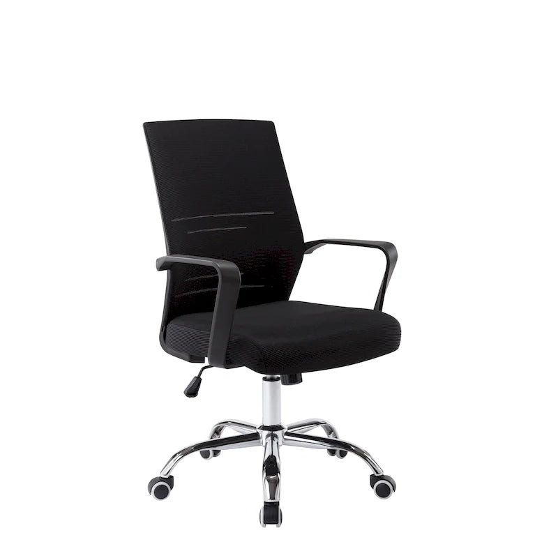 Chaise de bureau ergonomique en maille Porthos Home Balzac avec base à roulettes chromée