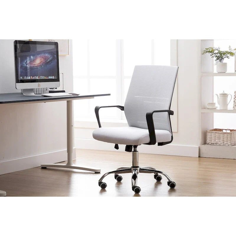Chaise de bureau ergonomique en maille Porthos Home Balzac avec base à roulettes chromée