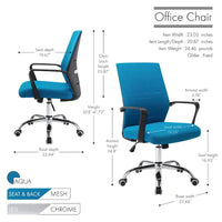 Chaise de bureau ergonomique en maille Porthos Home Balzac avec base à roulettes chromée