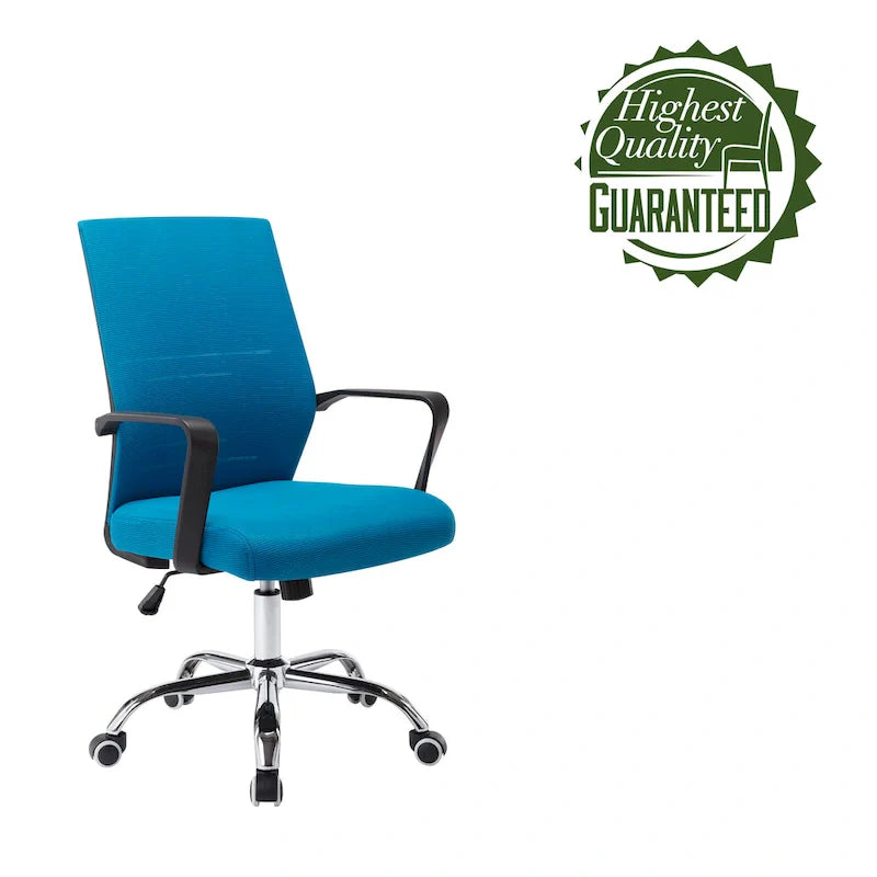 Chaise de bureau ergonomique en maille Porthos Home Balzac avec base à roulettes chromée