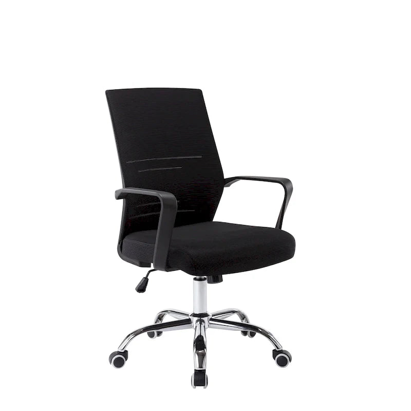 Chaise de bureau ergonomique en maille Porthos Home Balzac avec base à roulettes chromée