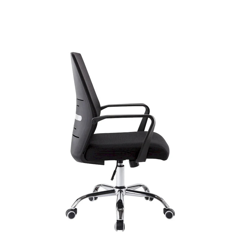 Chaise de bureau ergonomique en maille Porthos Home Balzac avec base à roulettes chromée