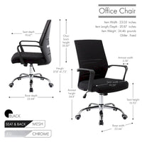 Chaise de bureau ergonomique en maille Porthos Home Balzac avec base à roulettes chromée