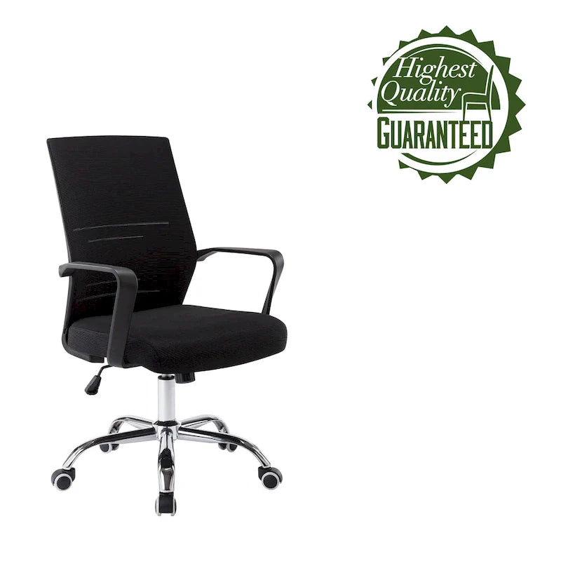 Chaise de bureau ergonomique en maille Porthos Home Balzac avec base à roulettes chromée