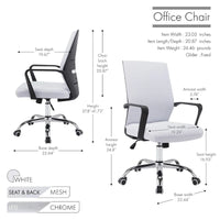 Chaise de bureau ergonomique en maille Porthos Home Balzac avec base à roulettes chromée
