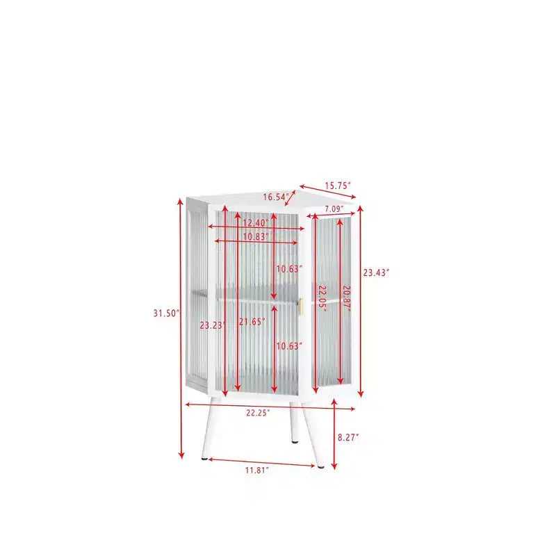 Meuble d'angle sur pied 22,25 pouces avec porte en verre trempé et étagère réglable pour salle de bain, salon, chambre