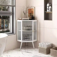 Meuble d'angle sur pied 22,25 pouces avec porte en verre trempé et étagère réglable pour salle de bain, salon, chambre