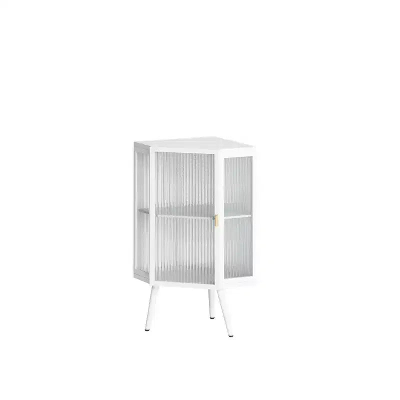 Meuble d'angle sur pied 22,25 pouces avec porte en verre trempé et étagère réglable pour salle de bain, salon, chambre