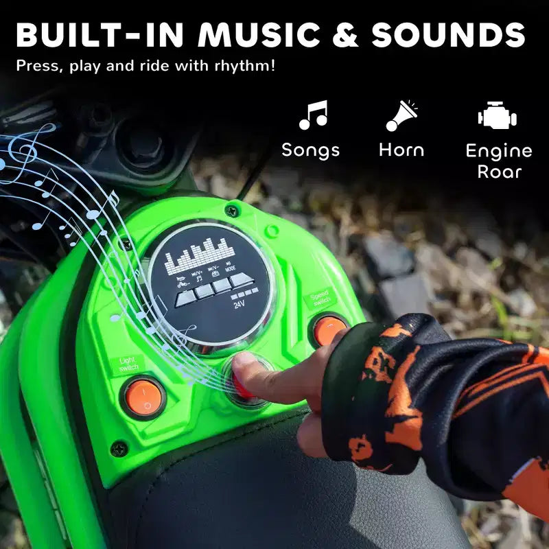 Moto tout-terrain électrique Aosom avec poignée d'accélérateur tournante, moto électrique 24V 350W jusqu'à 24 km/h avec avertisseur sonore musical, suspension arrière, pour 13 ans et plus