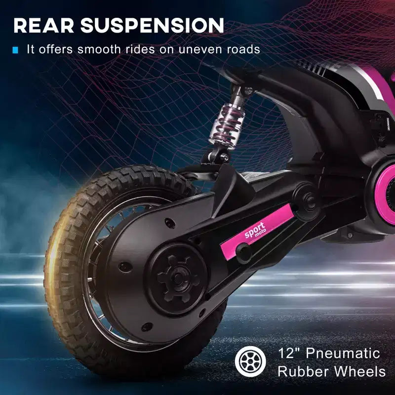 Moto tout-terrain électrique Aosom avec poignée d'accélérateur tournante, moto électrique 24V 350W jusqu'à 24 km/h avec avertisseur sonore musical, suspension arrière, pour 13 ans et plus