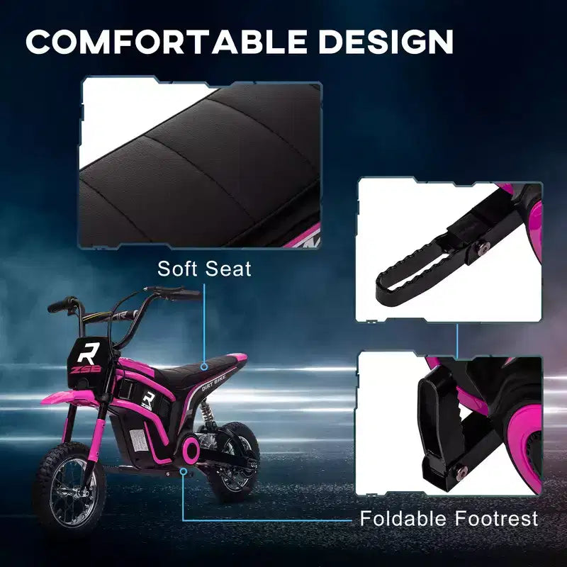 Moto tout-terrain électrique Aosom avec poignée d'accélérateur tournante, moto électrique 24V 350W jusqu'à 24 km/h avec avertisseur sonore musical, suspension arrière, pour 13 ans et plus