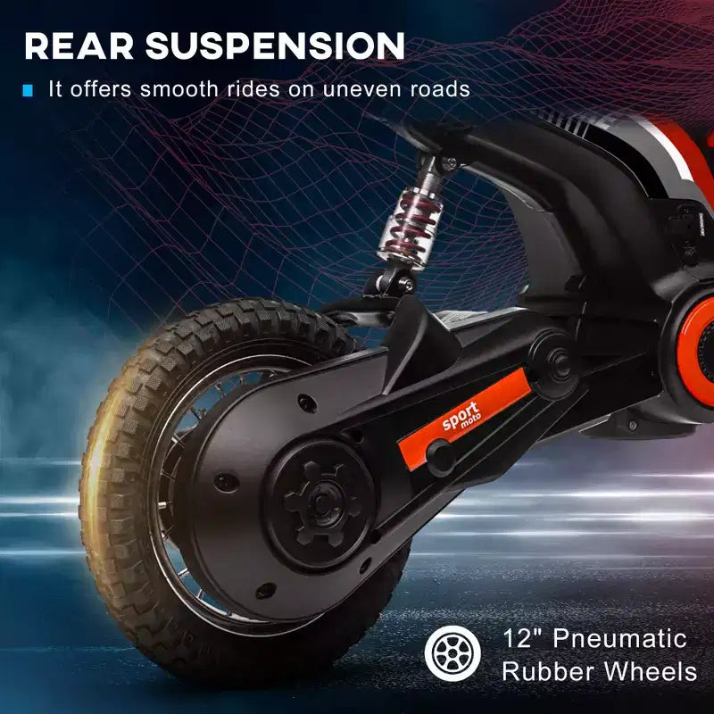 Moto tout-terrain électrique Aosom avec poignée d'accélérateur tournante, moto électrique 24V 350W jusqu'à 24 km/h avec avertisseur sonore musical, suspension arrière, pour 13 ans et plus