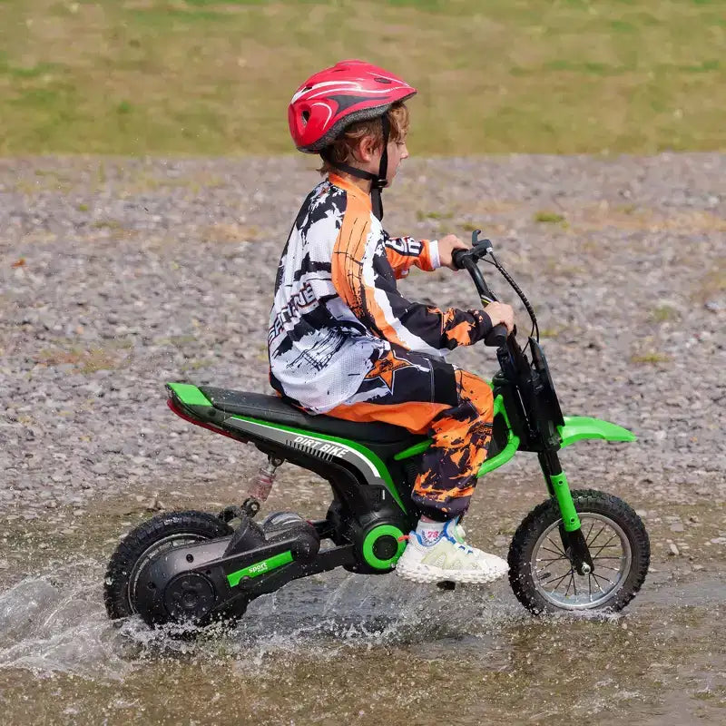 Moto tout-terrain électrique Aosom avec poignée d'accélérateur tournante, moto électrique 24V 350W jusqu'à 24 km/h avec avertisseur sonore musical, suspension arrière, pour 13 ans et plus