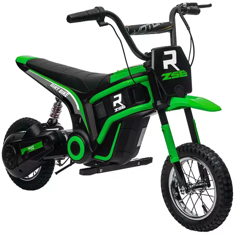 Moto tout-terrain électrique Aosom avec poignée d'accélérateur tournante, moto électrique 24V 350W jusqu'à 24 km/h avec avertisseur sonore musical, suspension arrière, pour 13 ans et plus