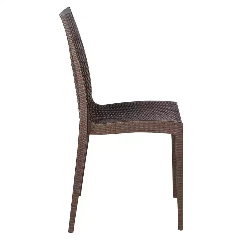 LeisureMod Mace Ensemble bistro d'extérieur 5 pièces style mid-century moderne - Table ronde blanche avec 4 chaises empilables