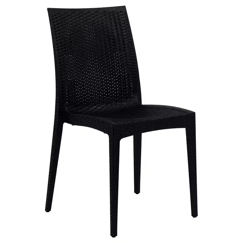 LeisureMod Mace Ensemble bistro d'extérieur 5 pièces style mid-century moderne - Table ronde blanche avec 4 chaises empilables