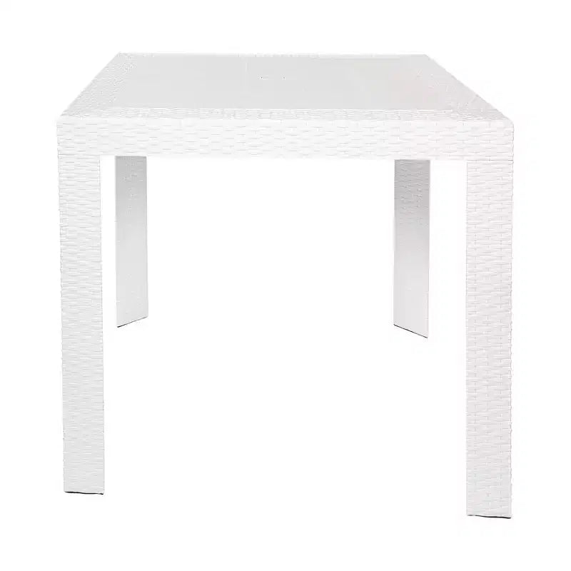 LeisureMod Mace Ensemble bistro d'extérieur 5 pièces style mid-century moderne - Table ronde blanche avec 4 chaises empilables