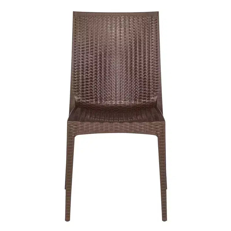 LeisureMod Mace Ensemble de Bistro d'Extérieur Moderne du Milieu du Siècle 3 Pièces - Table Ronde Blanche avec 2 Chaises Empilables