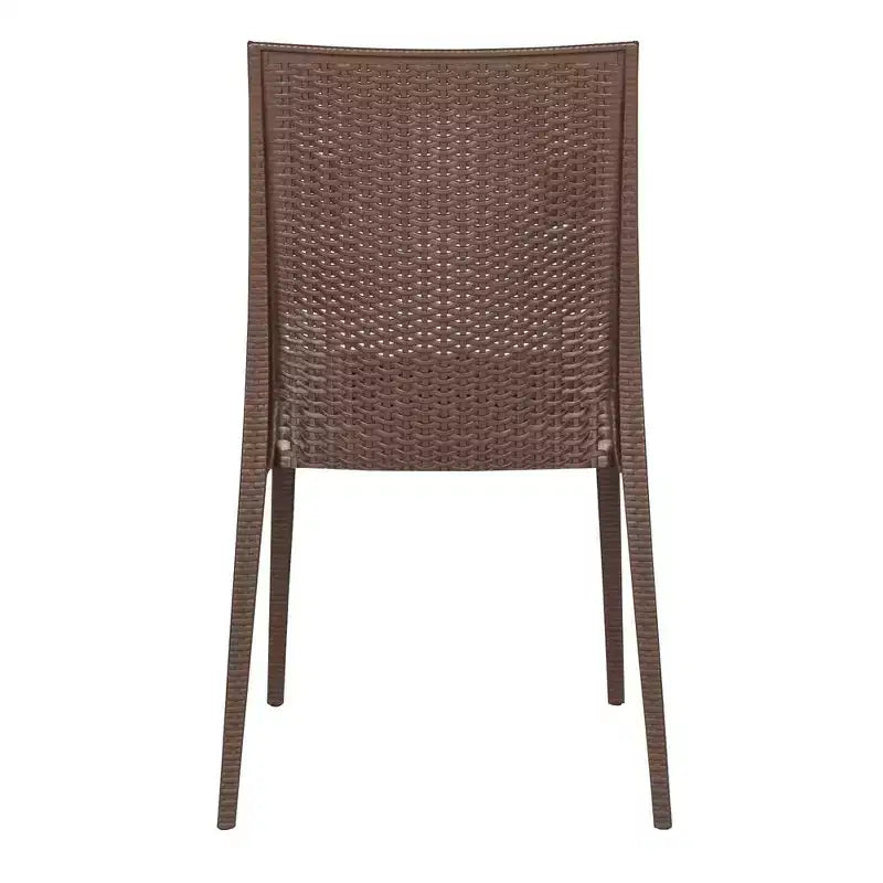 LeisureMod Mace Ensemble de Bistro d'Extérieur Moderne du Milieu du Siècle 3 Pièces - Table Ronde Blanche avec 2 Chaises Empilables