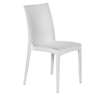 LeisureMod Mace Ensemble de Bistro d'Extérieur Moderne du Milieu du Siècle 3 Pièces - Table Ronde Blanche avec 2 Chaises Empilables