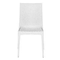 LeisureMod Mace Ensemble de Bistro d'Extérieur Moderne du Milieu du Siècle 3 Pièces - Table Ronde Blanche avec 2 Chaises Empilables