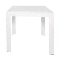 LeisureMod Mace Ensemble de Bistro d'Extérieur Moderne du Milieu du Siècle 3 Pièces - Table Ronde Blanche avec 2 Chaises Empilables