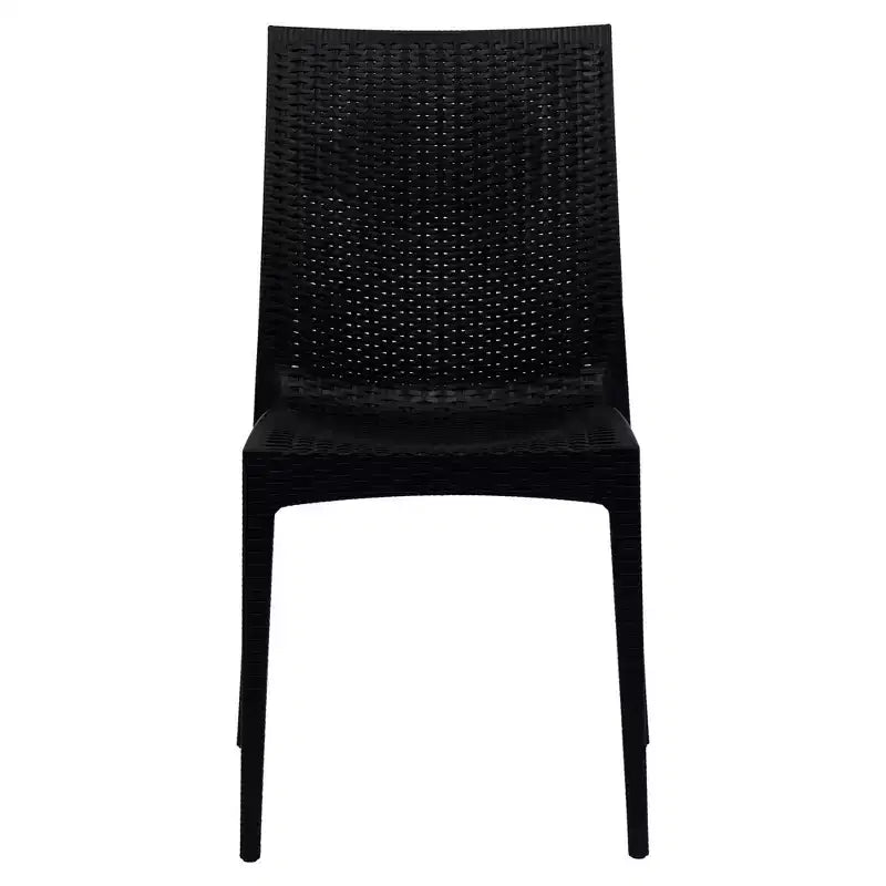 LeisureMod Mace Ensemble de Bistro d'Extérieur Moderne du Milieu du Siècle 3 Pièces - Table Ronde Blanche avec 2 Chaises Empilables
