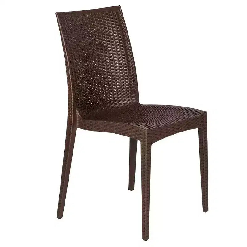 LeisureMod Mace Ensemble de Bistro d'Extérieur Moderne du Milieu du Siècle 3 Pièces - Table Ronde Blanche avec 2 Chaises Empilables