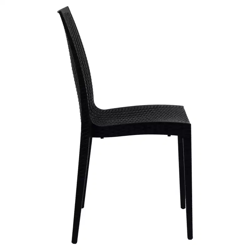 LeisureMod Mace Ensemble de Bistro d'Extérieur Moderne du Milieu du Siècle 3 Pièces - Table Ronde Blanche avec 2 Chaises Empilables