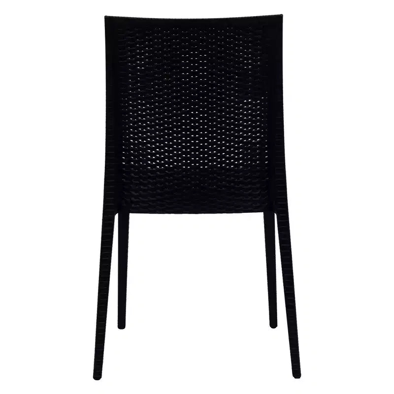 LeisureMod Mace Ensemble de Bistro d'Extérieur Moderne du Milieu du Siècle 3 Pièces - Table Ronde Blanche avec 2 Chaises Empilables